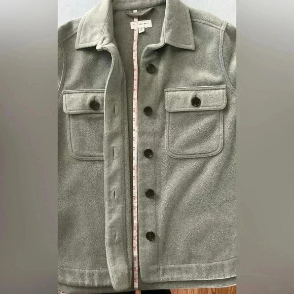 FREE ASSEMBLY pistachio green shacket chore barn jacket button closure S cozy - Picture 9 of 11